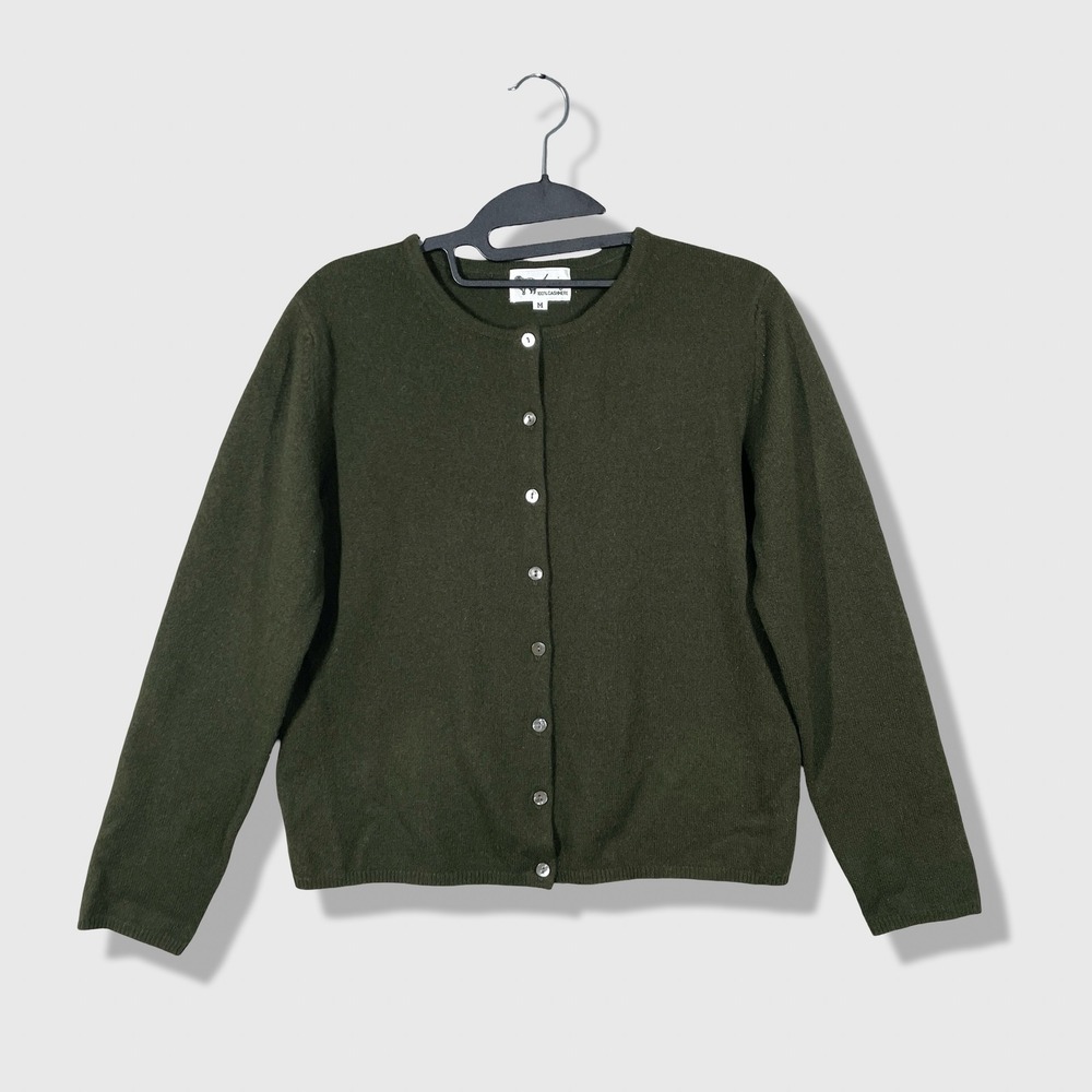 Joie Cardigan Sweater Womens Medium Green 100% Cashmere Classic Minimalist